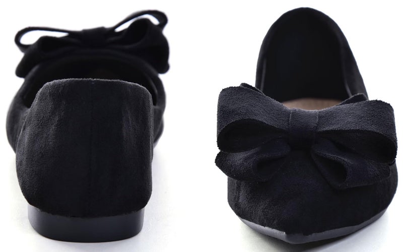 SAILING LU Bow-Knot Ballet Flats Womens Pointy Toe Flat Shoes Suede Dress Shoes Wear to Work Slip On Moccasins Black Size 8 - Image 2